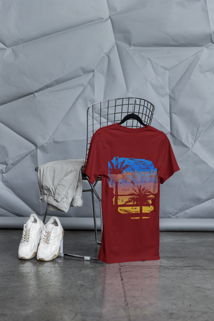 "Legends Never Die Retro Palm Tee – Sunset Vibes, EST 1977"